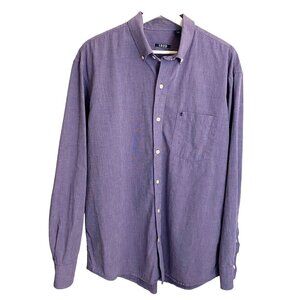 IZOD Button Down Chambray Shirt Men's‎ Size  L Embroidered Logo Preppy Business